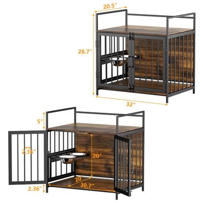 Show full view: LovMor Furniture-Style Dog Crate, Brown, 32-in slide 3 of 10