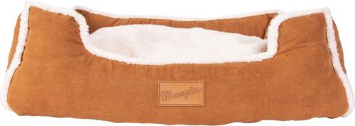 Show full view: Wrangler Faux Suede Sherpa Trimmed Cuddler Covered Bed, Tan, Small slide 5 of 11