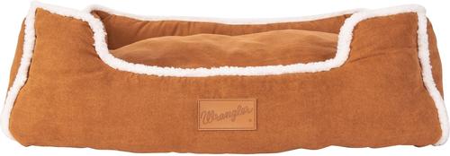 Show full view: Wrangler Faux Suede Sherpa Trimmed Cuddler Covered Bed, Tan, Small slide 10 of 11