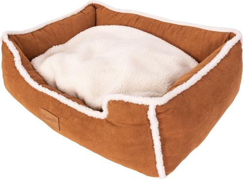 Show full view: Wrangler Faux Suede Sherpa Trimmed Cuddler Covered Bed, Tan, Small slide 4 of 11
