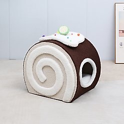 Happy & Polly Swiss Roll Cake Orthopedic Covered Cat Bed, Coffee
