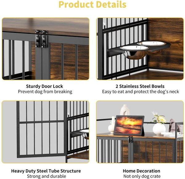 Show full view: LovMor Furniture-Style Dog Crate, Brown, 48-in slide 4 of 10
