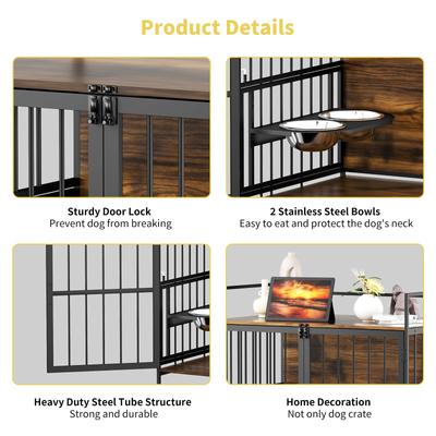 Show full view: LovMor Furniture-Style Dog Crate, Brown, 48-in slide 4 of 10