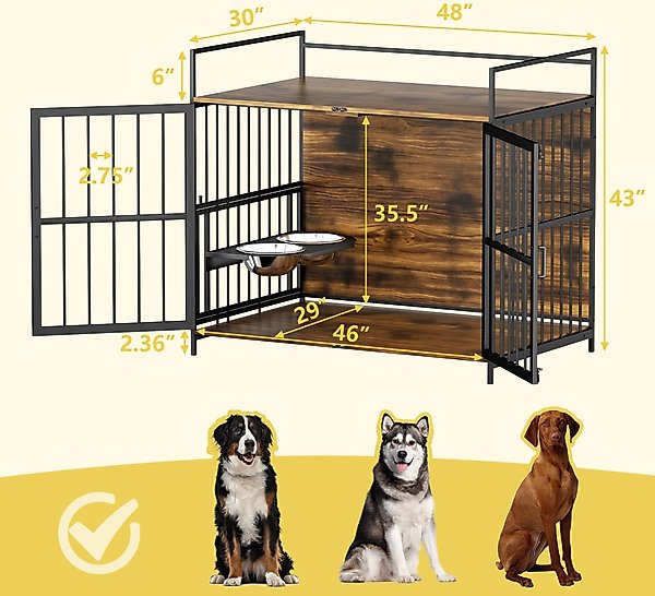 Show full view: LovMor Furniture-Style Dog Crate, Brown, 48-in slide 2 of 10
