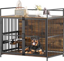 LovMor Furniture-Style Dog Crate, Brown, 48-in