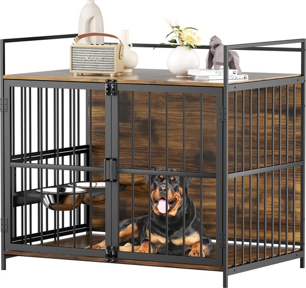 Show full view: LovMor Furniture-Style Dog Crate, Brown, 48-in slide 1 of 10