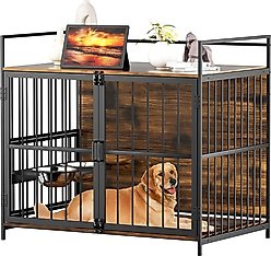 LovMor Furniture-Style Dog Crate, Brown, 41-in slide 1 of 8