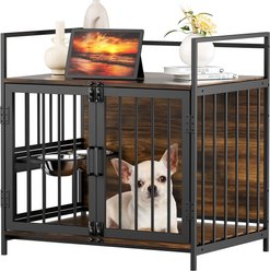 LovMor Furniture-Style Dog Crate, Brown, 32-in
