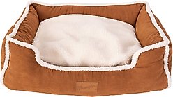 Wrangler Faux Suede Sherpa Trimmed Cuddler Covered Bed, Tan, Large