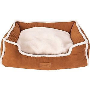 Wrangler Faux Suede Sherpa Trimmed Cuddler Covered Bed, Tan, Small