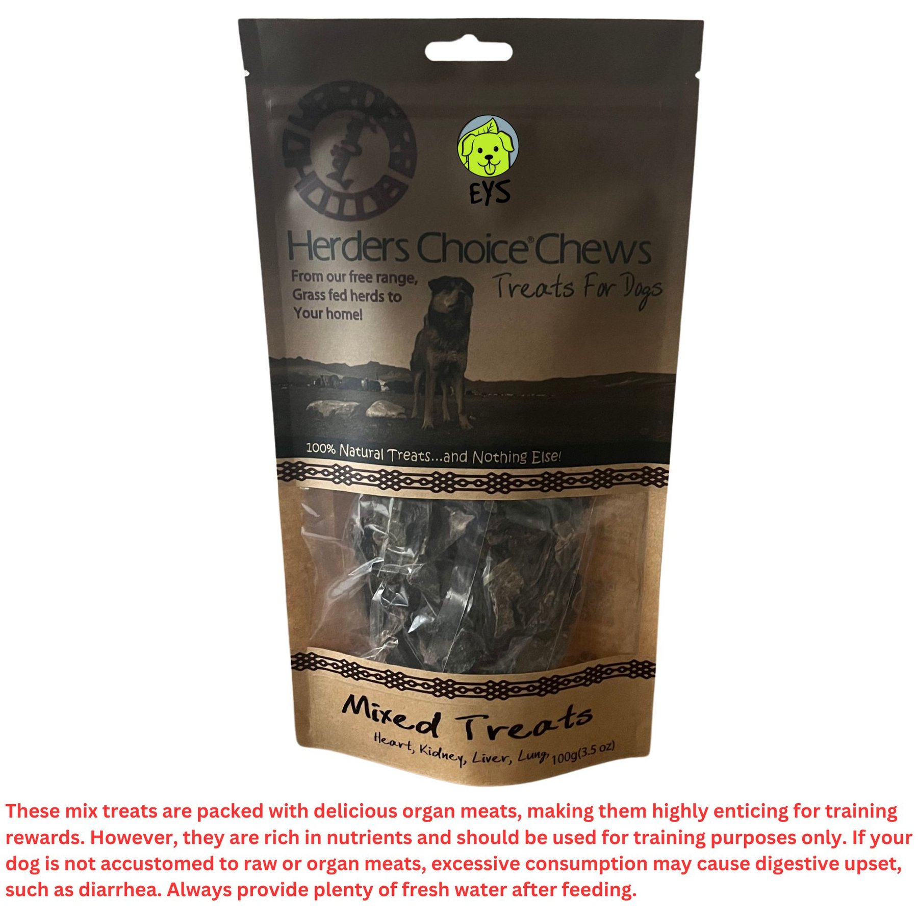 EYS Herders Choice Mixed Lamb Organ Dehydrated Dog Treats, 3.5-oz bag