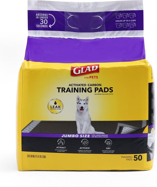 Glad for Pets Activated Carbon Jumbo Dog Training Pads, Unscented, 28 x 30-in