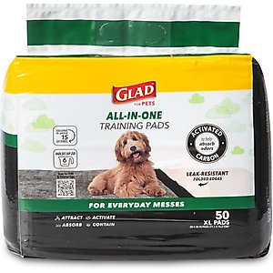 Glad for Pets Activated Carbon Jumbo Dog Training Pads, Unscented, 28 x 30-in, 50 count