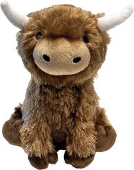 fouFIT Highland Cow Squeaky Dog Plush Toy, Brown, Large