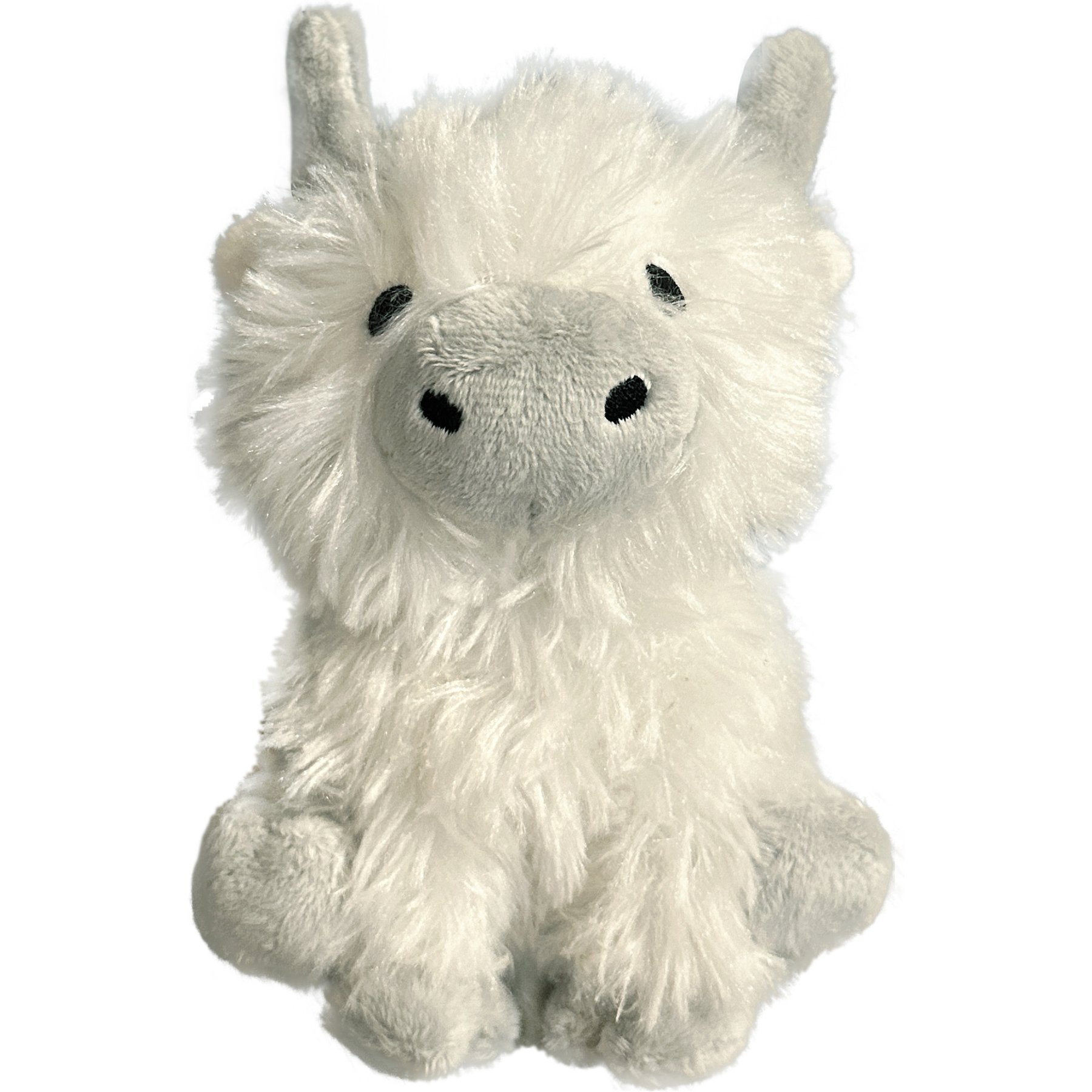 fouFIT Highland Cow Squeaky Dog Plush Toy, Cream, Small
