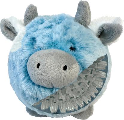 Show full view: fouFIT Fuzzy Wuzzy MooMoo Spiker Dog Ball Toy, Blue, Large slide 4 of 7