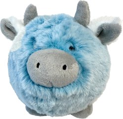 fouFIT Fuzzy Wuzzy MooMoo Spiker Dog Ball Toy, Blue, Large