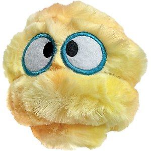 fouFIT Fuzzy Wuzzy Goof Ball Spiker Dog Ball Toy, Yellow/Orange, Small