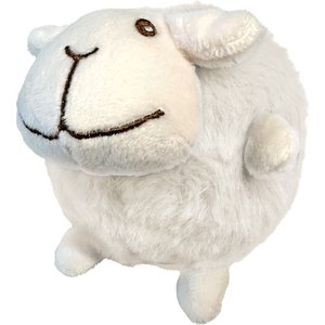 fouFIT Fuzzy Wuzzy Sheep Spiker Dog Ball Toy, Cream, Small