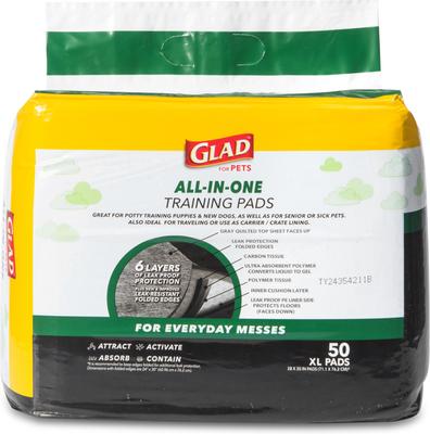 Show full view: Glad for Pets Activated Carbon Jumbo Dog Training Pads, Unscented, 28 x 30-in, 50 count slide 2 of 8