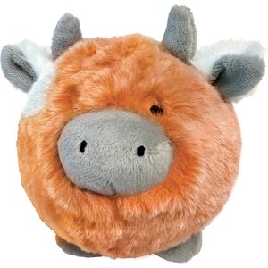 fouFIT Fuzzy Wuzzy MooMoo Spiker Dog Ball Toy, Orange, Small