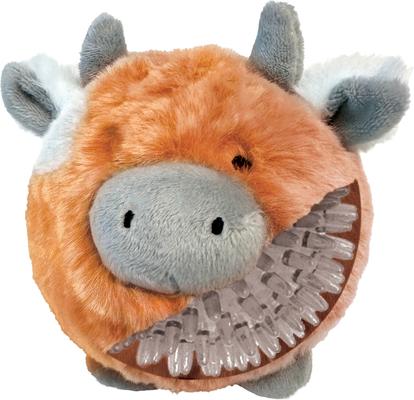 Show full view: fouFIT Fuzzy Wuzzy MooMoo Spiker Dog Ball Toy, Orange, Small slide 2 of 6