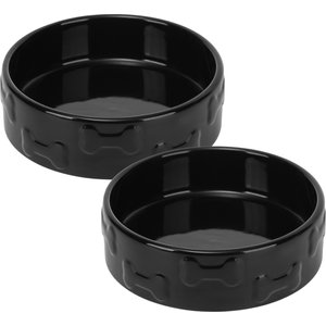 Park Life Designs Manor Ceramic Dog Bowl, 2 count, Black, Small: 2-cup