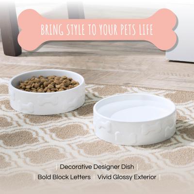 Show full view: Park Life Designs Manor Ceramic Dog Bowl, 2 count, White, Large: 8-cup slide 4 of 7