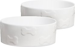 Park Life Designs Manor Ceramic Dog Bowl, 2 count, White, Small: 2-cup