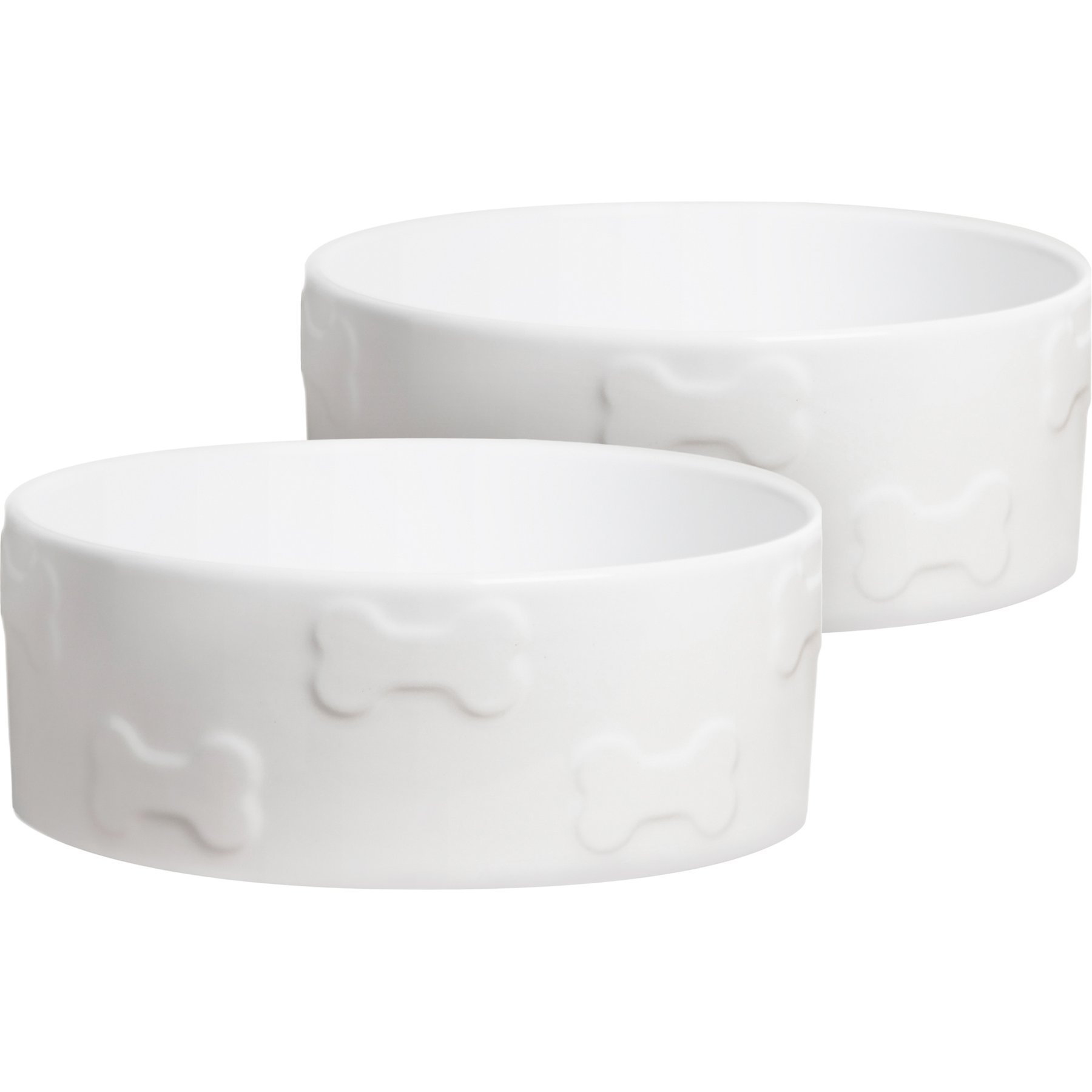 Park Life Designs Manor Ceramic Dog Bowl, 2 count, White, Large: 8-cup
