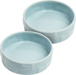 Park Life Designs Manor Ceramic Dog Bowl, 2 count, Blue, Medium: 2.75-cup