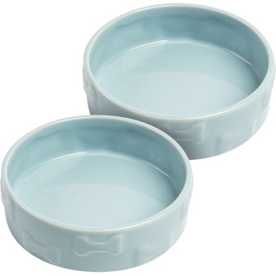 Park Life Designs Park Life Designs Manor Ceramic Dog Bowl, 2 count, Blue, Medium: 2.75-cup