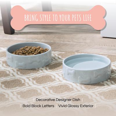 Show full view: Park Life Designs Manor Ceramic Dog Bowl, 2 count, Gray, Small: 2-cup slide 4 of 8