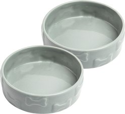 Park Life Designs Manor Ceramic Dog Bowl, 2 count, Gray, Small: 2-cup