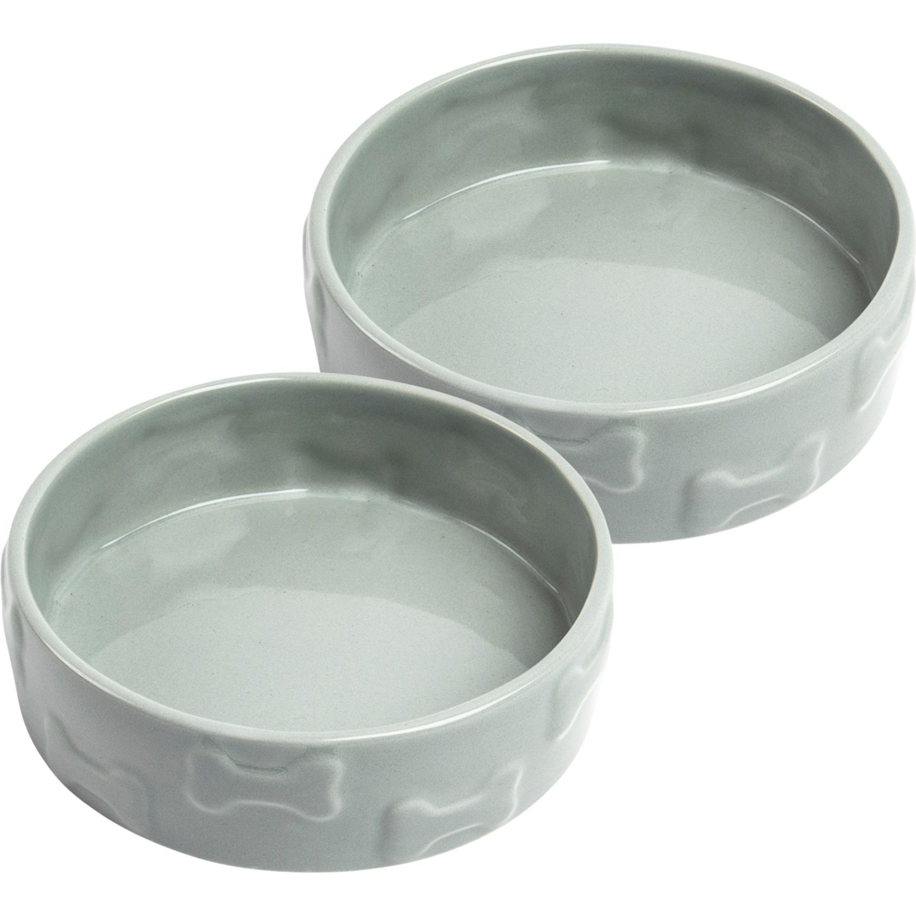 Park Life Designs Manor Ceramic Dog Bowl, 2 count, Gray, Large: 8-cup