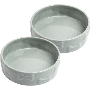 Park Life Designs Manor Ceramic Dog Bowl, 2 count, Gray, Small: 2-cup