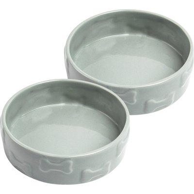 Park Life Designs Park Life Designs Manor Ceramic Dog Bowl, 2 count, Gray, Small: 2-cup