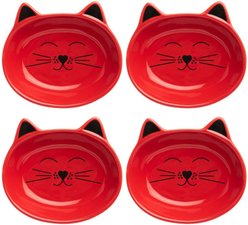 Park Life Designs Oscar Ceramic Cat Dish, 1-cup, 4 count, Red