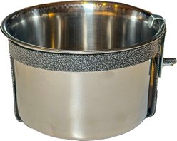 YML Bird Bowl with Clamp & Holder, Stainless Steel, 5-in