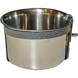 YML Bird Bowl with Clamp & Holder, Stainless Steel, 5-in