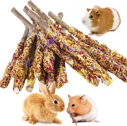 SunGrow Organic Natural Apple Wood Sticks with Petals Rabbit Food, 18 count