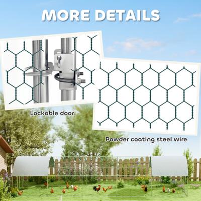 Show full view: PawHut Walk-in Outdoor Metal Chicken Coop slide 7 of 9