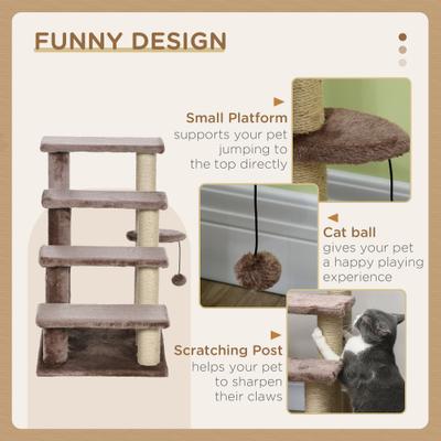Show full view: PawHut 25-in 4 Level Cat Tree, Brown slide 5 of 9