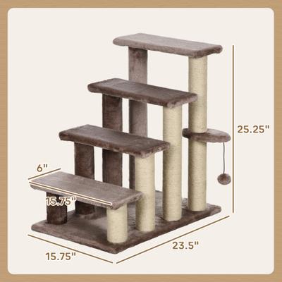 Show full view: PawHut 25-in 4 Level Cat Tree, Brown slide 3 of 9