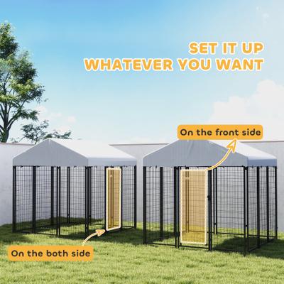 Show full view: PawHut Outdoor Dog Kennel with UV-Resistant & Waterproof Cover, 71.3 x 71.3 x 72-in slide 7 of 10