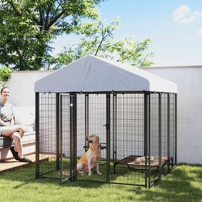 Show full view: PawHut Outdoor Dog Kennel with UV-Resistant & Waterproof Cover, 71.3 x 71.3 x 72-in slide 9 of 10