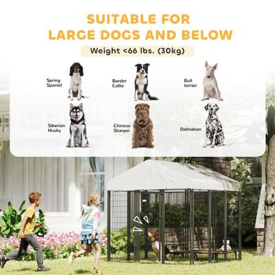 Show full view: PawHut Outdoor Dog Kennel with UV-Resistant & Waterproof Cover, 71.3 x 71.3 x 72-in slide 8 of 10