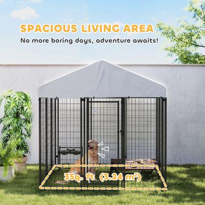 Show full view: PawHut Outdoor Dog Kennel with UV-Resistant & Waterproof Cover, 71.3 x 71.3 x 72-in slide 4 of 10