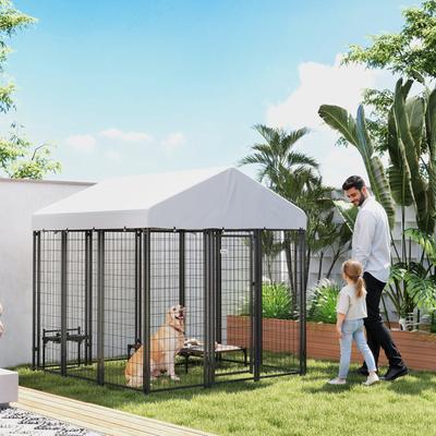 Show full view: PawHut Outdoor Dog Kennel with UV-Resistant & Waterproof Cover, 71.3 x 71.3 x 72-in slide 2 of 10