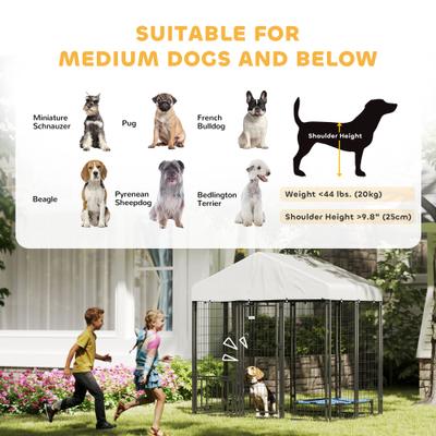 Show full view: PawHut Outdoor Dog Kennel with Adjustable Feeding Bowls slide 9 of 10